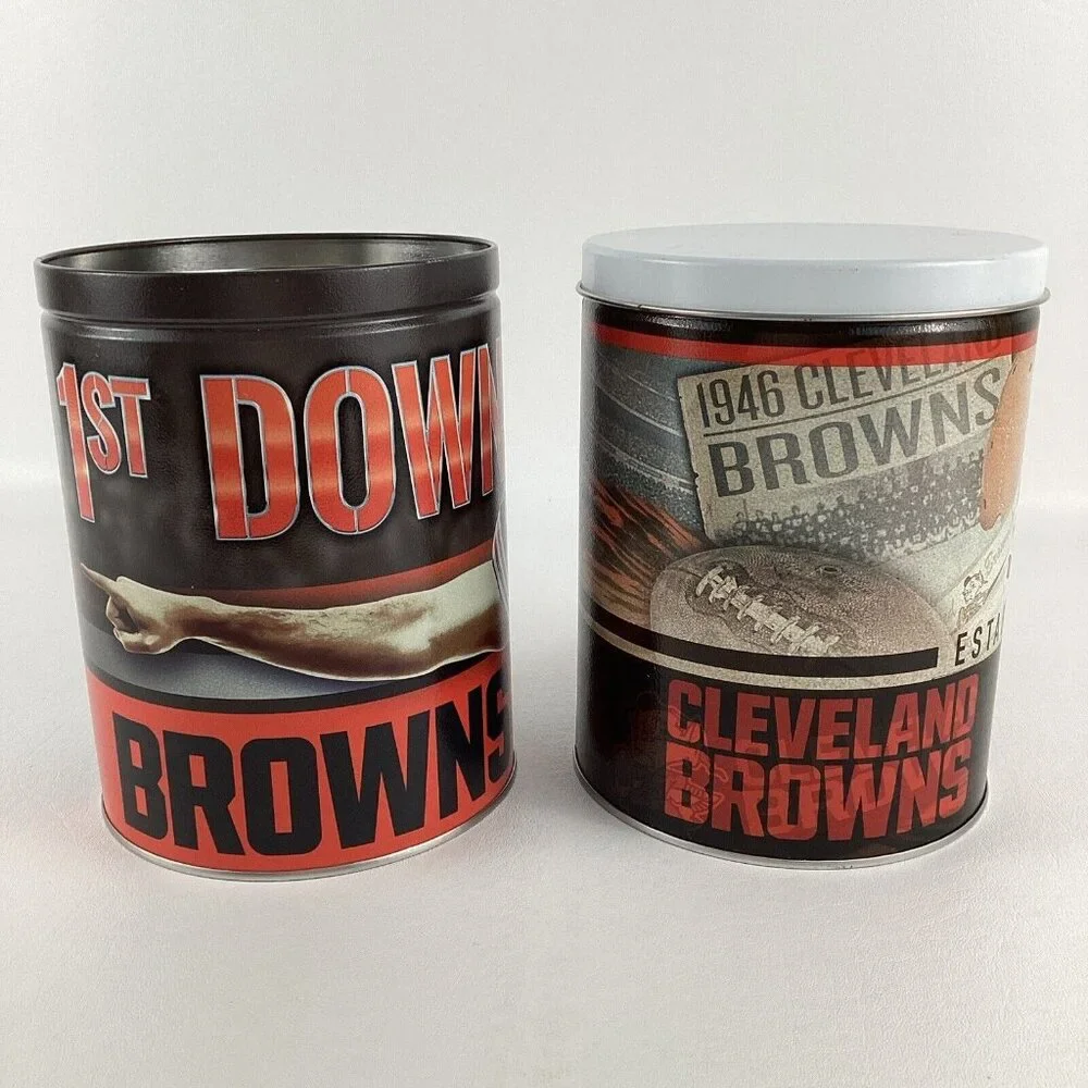 Cleveland Browns Collectible Tins NFL Football First Down Storage Container Lot